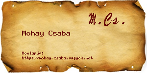 Mohay Csaba névjegykártya